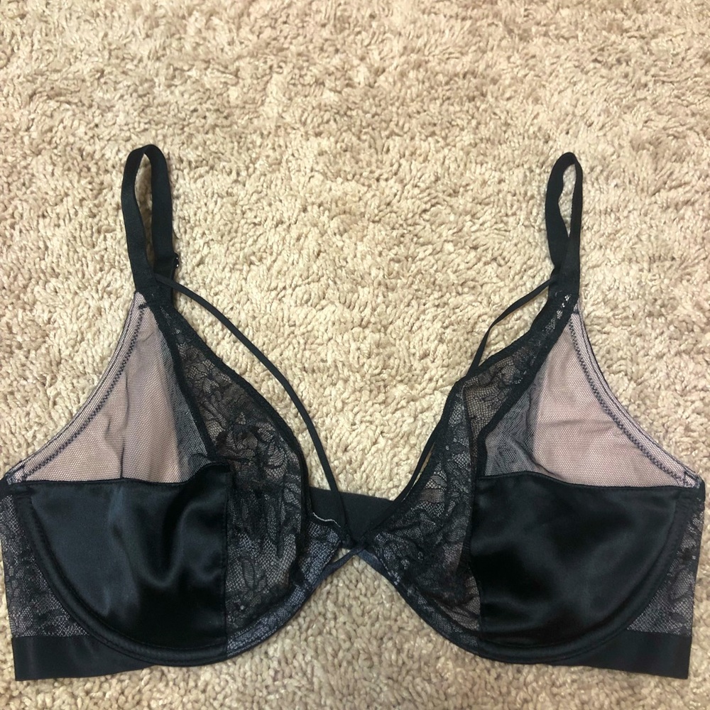 VS Very Sexy Unlined Plunge satin & lace bra 34DD